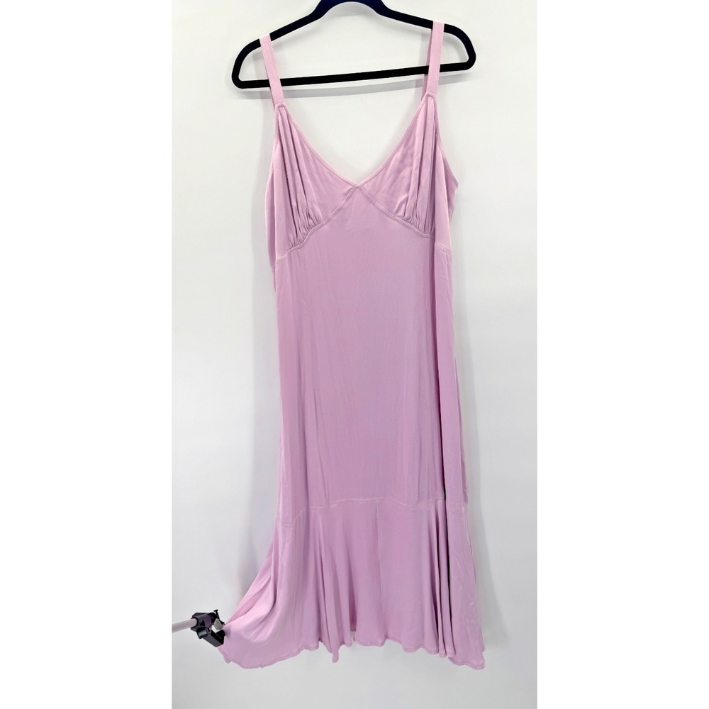 Anthropologie Maeve Lilac Satin Babydoll Maxi Slip Dress XL Fairy Hoco Wedding